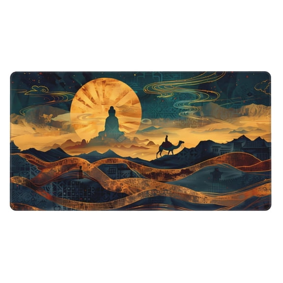 Xecao Sunset Desert Journey for Waterproof Mouse Pad - Extended Contour Mouse Mat, Large Gaming Mousepad Laptop Keyboard Mat with Non-Slip Rubber Base