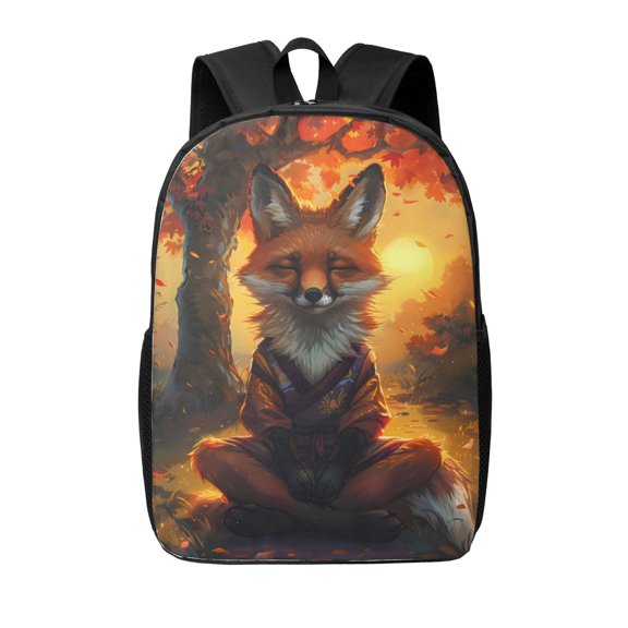 Xecao Sunset Maple Tree Fox print Travel Backpack, Large Computer Backpack for Men Women, College School Rucksack Book Bag