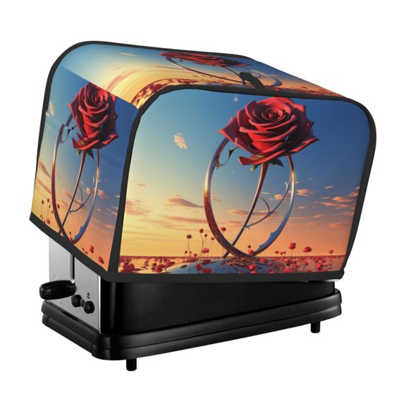 Xecao Sunset Rose Elegance Print 2 Slice Toaster Cover with Pockets, Small Appliance Cover, Dust and Fingerprint Protection, Machine Washable