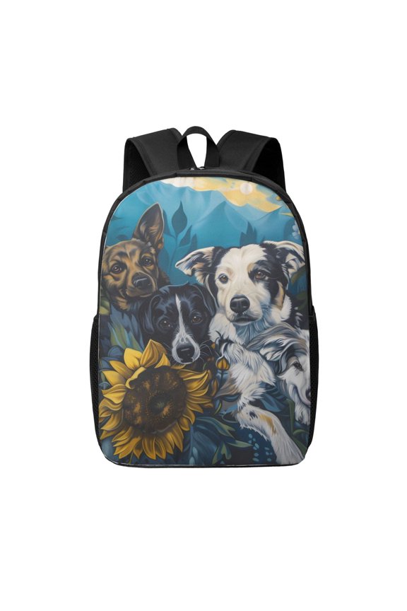 Sunset Sunflower Dog print Travel Backpack, Large Computer Backpack for Men Women, College School Rucksack Book Bag