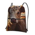 thumbnail image 1 of Xecao Sunset Sunflower Small Cow for Drawstring Bags,Pull String Backpack Bags,String Bag Sackpack, 1 of 6
