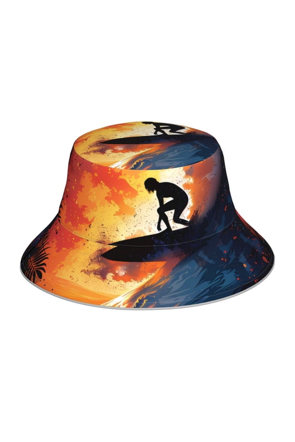 Sunset Surfing Silhouette Print Men and Women Night Reflective Hat Runner Cap Visor Bucket Hat Boonie Cap