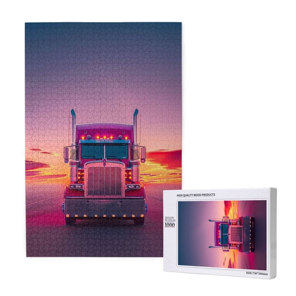 Xecao Sunset Truck Highway Pattern 1000 Piece Puzzles , Jigsaw Puzzles for Adults
