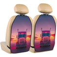 thumbnail image 1 of Xecao Sunset Truck Highway Pattern Car Seat Back Protector 2 Pack Large Capacity Pocket, Kick Mats Back Seat Protector, 1 of 8