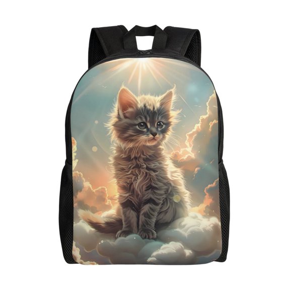 Xecao Sunshine Cloud Kitten Print School Backpack with Laptop Compartment Small Travel Laptop Backpack for Women Men Waterproof College Backpack Simple School Bag