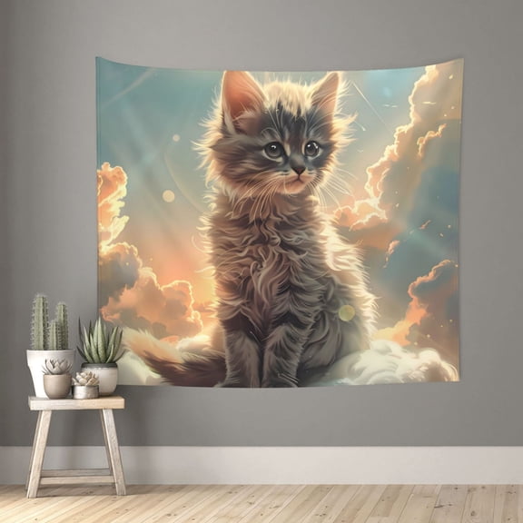Xecao Sunshine Cloud Kitten patten Tapestry 60x51 Inches Wall Hanging Poster Tapestry for Living Room Bedroom Home Decor