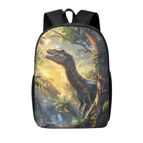 Xecao Sunshine Jungle Dinosaur print Travel Backpack, Large Computer Backpack for Men Women, College School Rucksack Book Bag