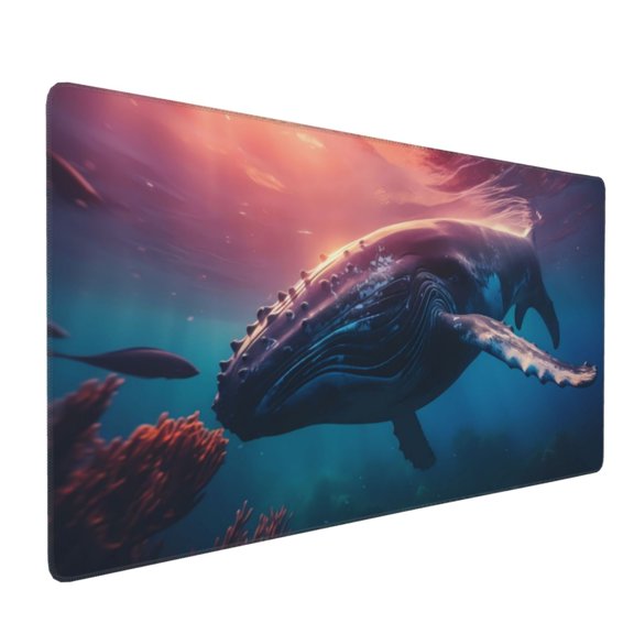 Xecao Sunshine Ocean Whale Print Large Mouse Pad, 16x35.5in Mousepad, Professional Non-Slip Rubber Base Big Mouse Pad, Mouse Pad for Gaming & Office Full Desk Mouse Pad