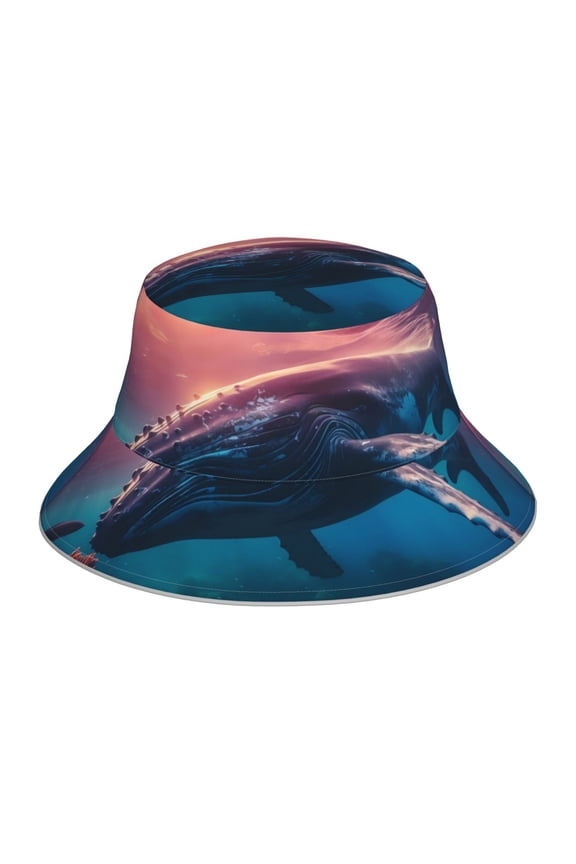 Sunshine Ocean Whale Print Men and Women Night Reflective Hat Runner Cap Visor Bucket Hat Boonie Cap
