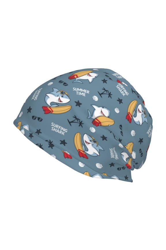 Surf Shark Print Knit Hat,Winter Beanie for Men Women, Beanie Soft Warm Ski Stocking Cuffed Cap