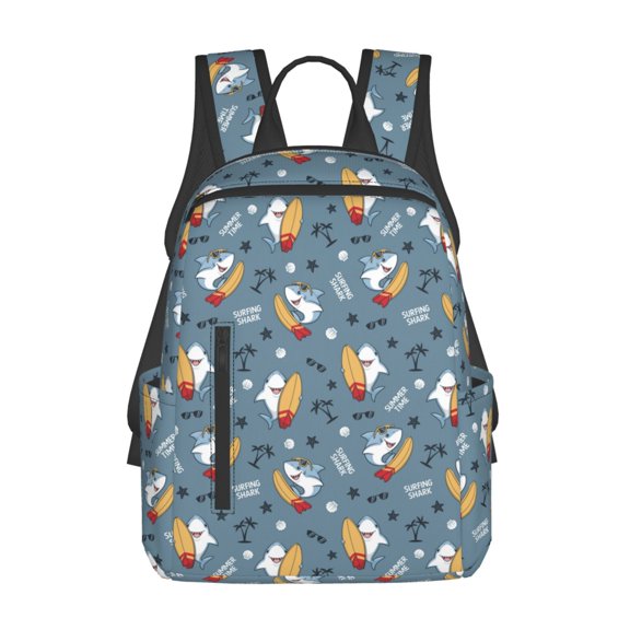 Xecao Surf Shark print Backpack For women men Aesthetic Lightweight Travel Daypack Simple Cute Backpack For Bookbag