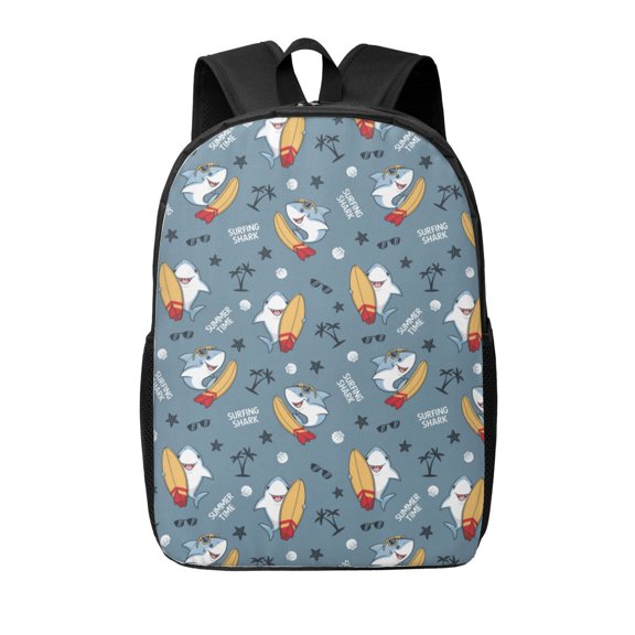 Xecao Surf Shark print Travel Backpack, Large Computer Backpack for Men Women, College School Rucksack Book Bag