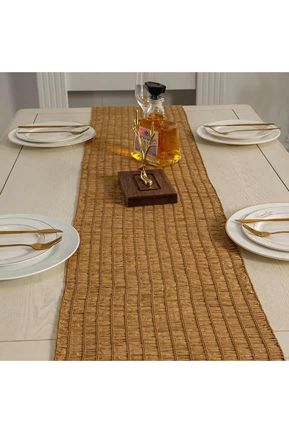 Rustic Table Runner 70", Farmhouse Woven Table Flags Long Wedding Tablecloth, Vintage Holiday Banquet Party Decorations for Dining Table Reception