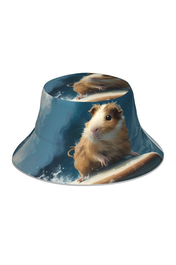 Surfing Guinea Pig Print Men and Women Night Reflective Hat Runner Cap Visor Bucket Hat Boonie Cap