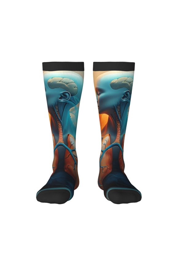 Surreal Body Art Print Compression Socks for Both Men And Women for Running, Travel, Flight, Nurse