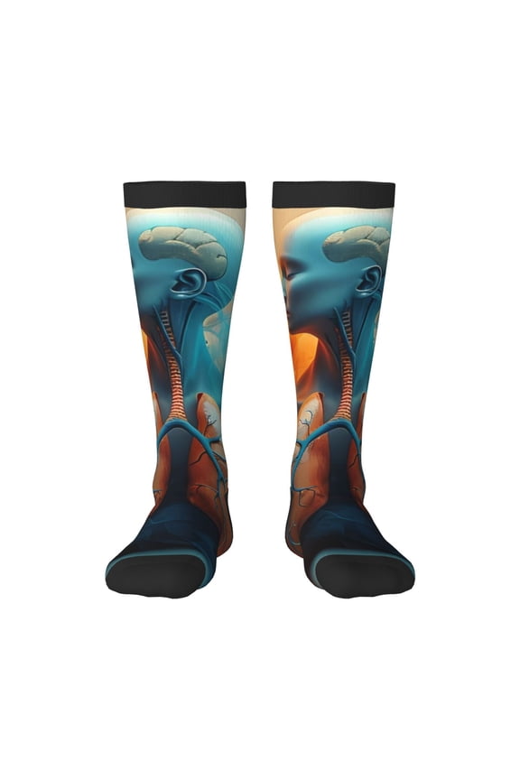 Surreal Body Art Print Compression Socks for Both Men And Women for Running, Travel, Flight, Nurse