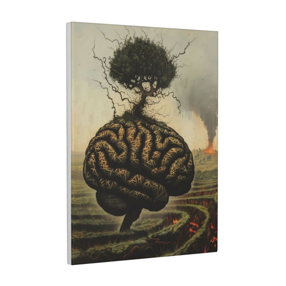 Xecao Surreal Brain Tree for Ready-to-Hang Canvas Art 12x16 Inches - Waterproof HD Print Solid Wood Frame for Gifting,Vertical