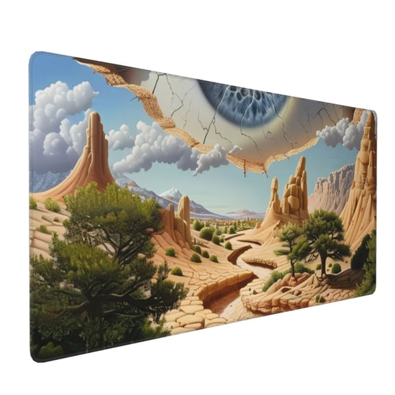 Xecao Surreal Desert Eye Landscape Print Large Mouse Pad, 16x35.5in Mousepad, Professional Non-Slip Rubber Base Big Mouse Pad, Mouse Pad for Gaming & Office Full Desk Mouse Pad