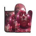 thumbnail image 1 of Xecao Surreal Pink Headphones Pattern Oven Mitts and Pot Holders Sets Heat Resistant Silicone Oven Mittens Extra Thicken Long Kitchen Cotton Oven Glove for Cooking, 1 of 7