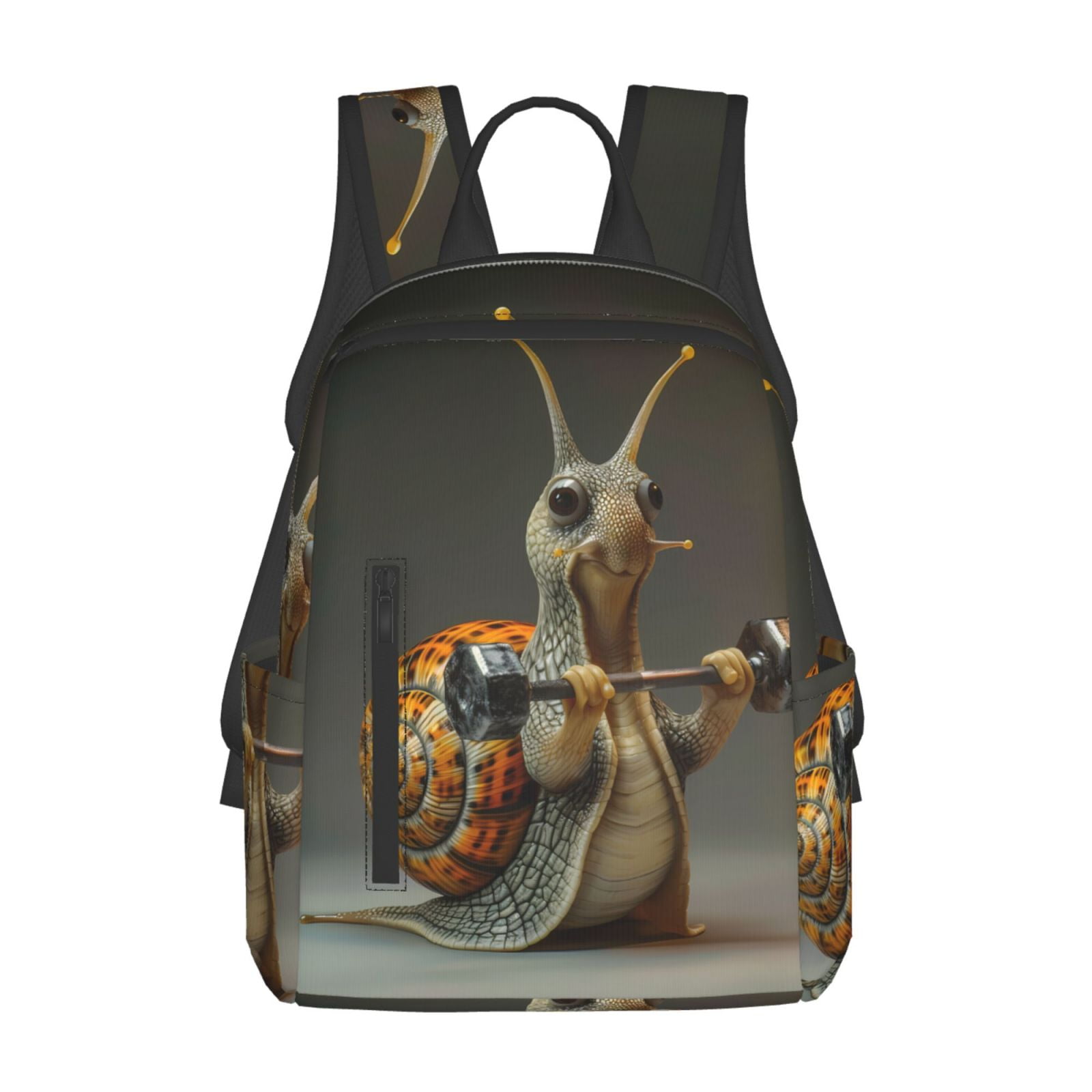 Xecao Surreal Weightlifting Snail print Backpack For women men ...