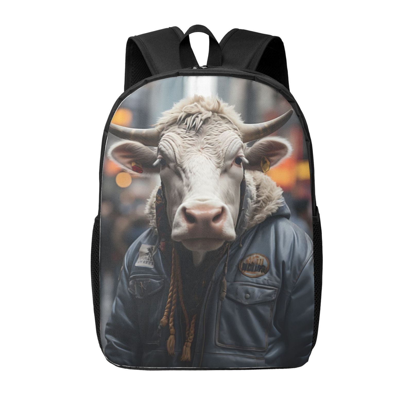Xecao Surrealist Cow print Travel Backpack, Large Computer Backpack for Men Women, College School Rucksack Book Bag