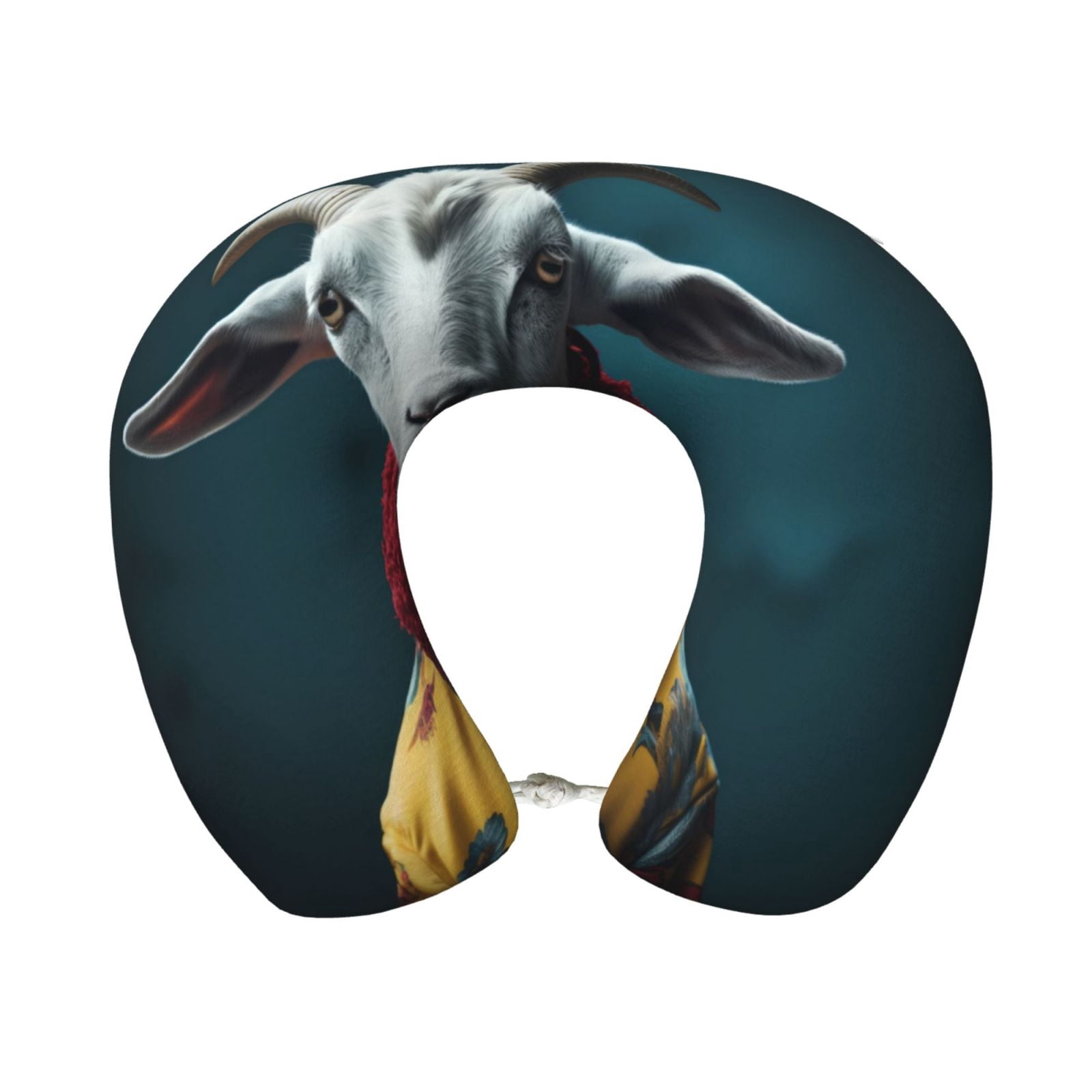 Xecao Surrealist Goat Print Memory Foam Cervical Neck Pillow Versatile U-Shaped Pillows for Home,Office,Camping,Travelling,Soft Washable Cover