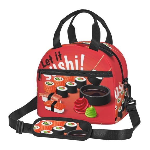 Xecao Sushi Print Insulated Lunch Box, Lunch Cags Lunch Bag Featuring An Adjustable Shoulder Strap