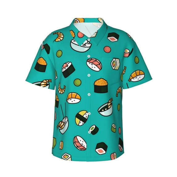 Xecao Sushi print Hawaiian shirt - a stylish short-sleeve button-down for men, perfect for casual beach and tropical outings.