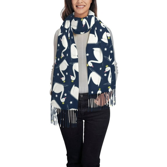 Xecao Swan Pattern Womens Winter Scarf Fall Scarf Oversized Large Scarf for Women Warm Shawl Wrap