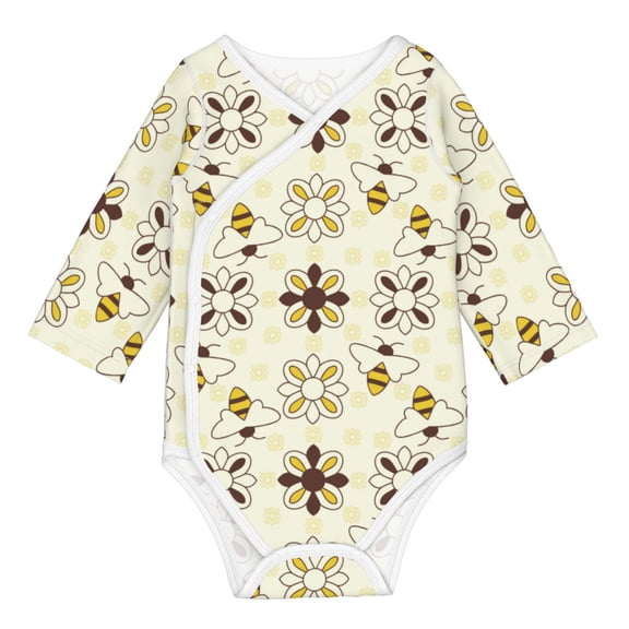 Xecao Sweet Bee Print Baby unisex-baby Cotton Long-sleeve Bodysuits-2 Years