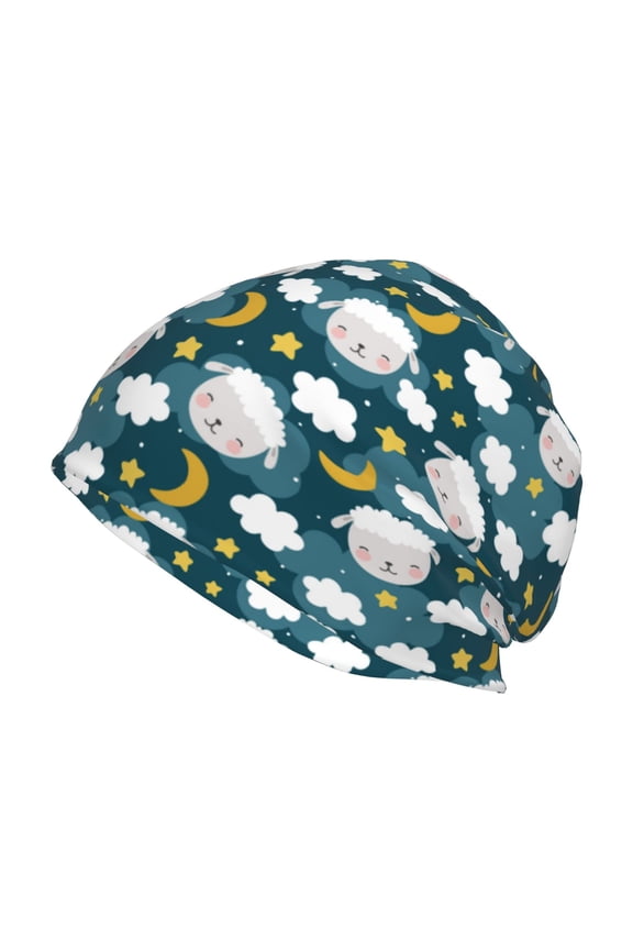 Sweet Dream Lamb Print Knit Hat,Winter Beanie for Men Women, Beanie Soft Warm Ski Stocking Cuffed Cap