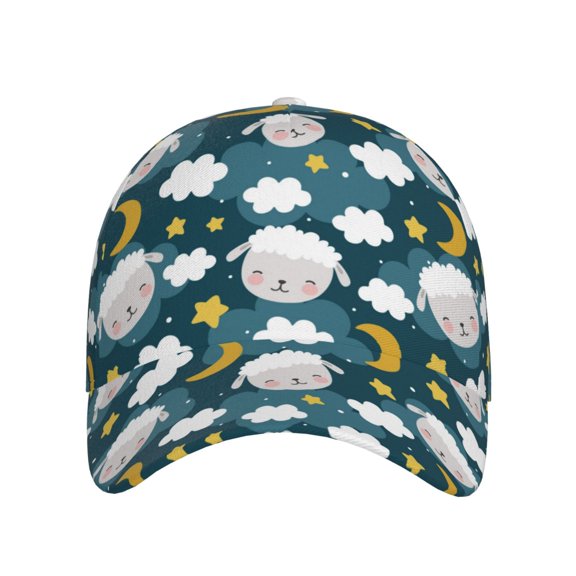 Xecao Sweet Dream Lamb for Baseball Cap: Unisex, crafted from classic polyester twill fabric, featuring a soft unconstructed design