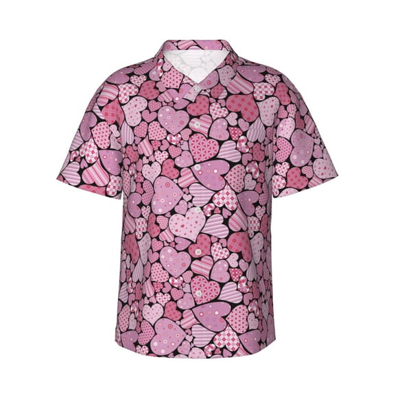 Xecao Sweet Heart print Hawaiian shirt - a stylish short-sleeve button-down for men, perfect for casual beach and tropical outings.