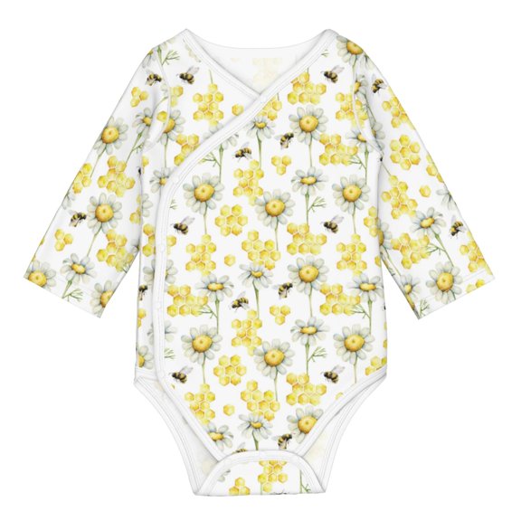 Xecao Sweet Honey Print Baby unisex-baby Cotton Long-sleeve Bodysuits-12 Months