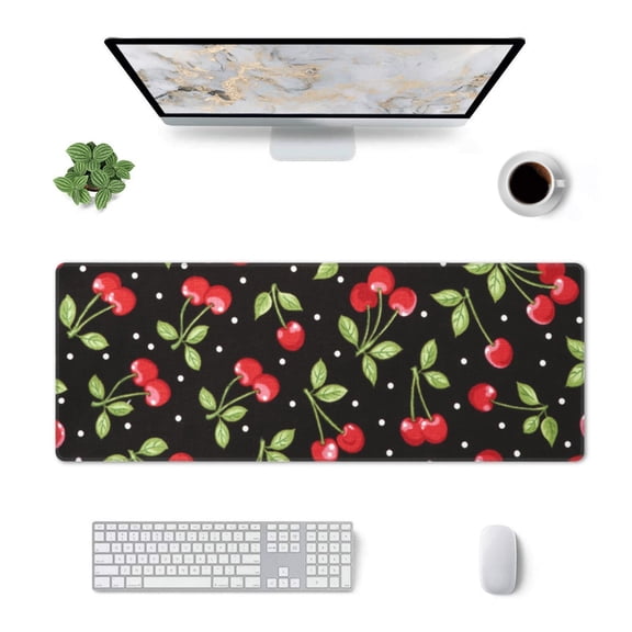 Xecao Sweet Red Cherry for Mouse Pad - Waterproof Extended Contour Mouse Mat, Large Gaming Mousepad Laptop Keyboard Mat with Non-Slip Rubber Base