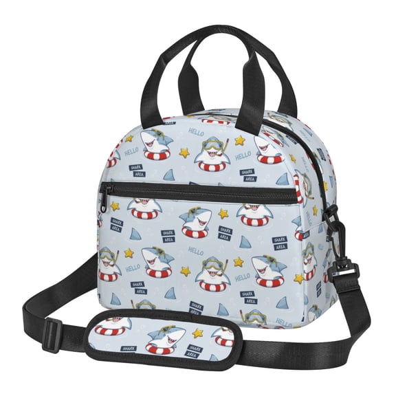 Xecao Swimming Shark Print Insulated Lunch Box, Lunch Cags Lunch Bag Featuring An Adjustable Shoulder Strap