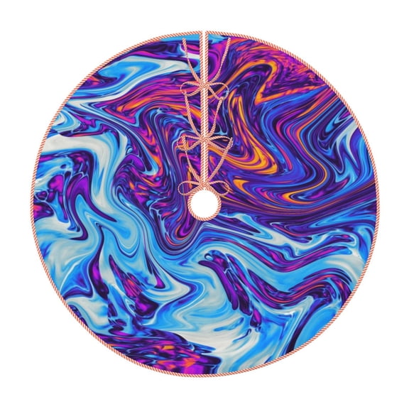 Xecao Swirl Print Blue Purple Pattern Christmas Tree Skirt Holiday Part Decorations for Christmas Tree, Farmhouse Christmas Decor Xmas Holiday Home Party Decorations-36"