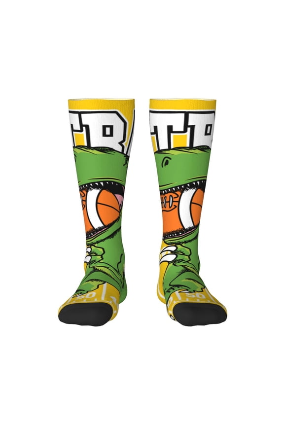 Xecao T-Rex Playing Football Print Compression Socks for Both Men And Women for Running, Travel, Flight, Nurse