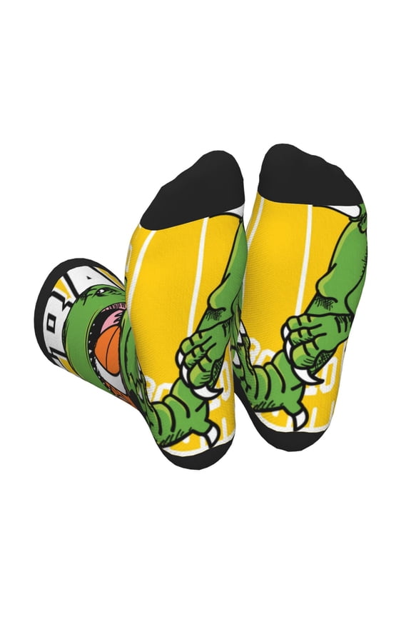 T-Rex Playing Football Print Crew Socks for Men and Women, Men's Soft Moisture-wicking Sock