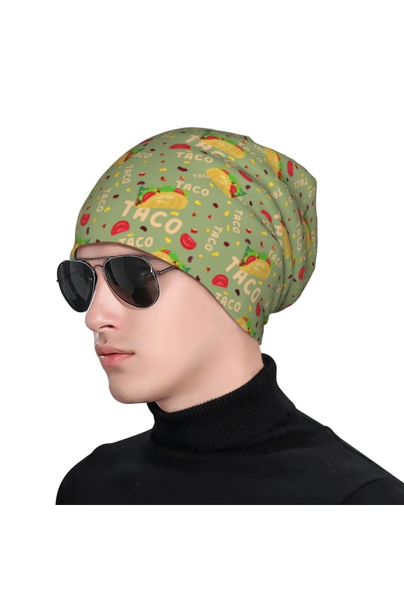 Taco Print Beanie Knitted Hat for Men Women, Winter Fashion Knit Cuffed Caps Unisex