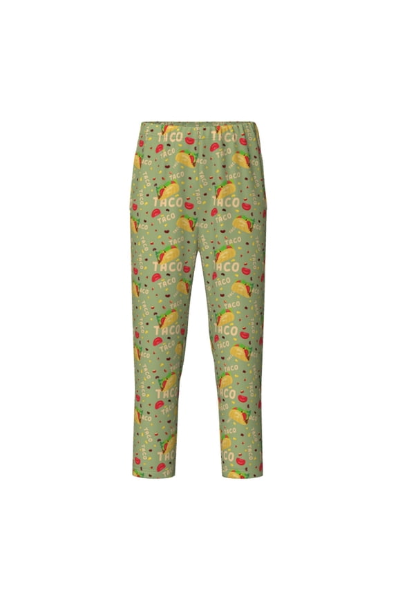 Taco Print Teenagers' Pajama Pants Long Sleep Pants Soft Elastic Waist Pajama Bottoms Elastic waist with 2 Pockets 5-16 Years-Medium