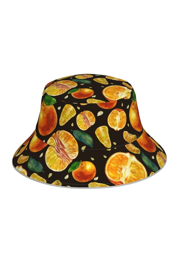Tangerine Print Men and Women Night Reflective Hat Runner Cap Visor Bucket Hat Boonie Cap