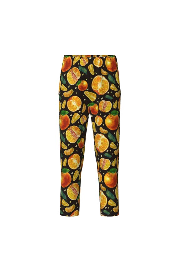 Tangerine Print Teenagers' Pajama Pants Long Sleep Pants Soft Elastic Waist Pajama Bottoms Elastic waist with 2 Pockets 5-16 Years-Small