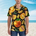 thumbnail image 1 of Xecao Tangerine print Hawaiian shirt - a stylish short-sleeve button-down for men, perfect for casual beach and tropical outings., 1 of 1