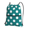 thumbnail image 1 of Xecao Teal And White Polka Dot for Drawstring Bags,Pull String Backpack Bags,String Bag Sackpack, 1 of 6