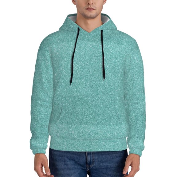 Xecao Teal Green Glitter Pattern Men's Adult Pullover Hoodie,Hooded Sweatshirt-4X-Large