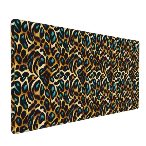 Xecao Teal Leopard Print Large Mouse Pad, 16x35.5in Mousepad, Professional Non-Slip Rubber Base Big Mouse Pad, Mouse Pad for Gaming & Office Full Desk Mouse Pad