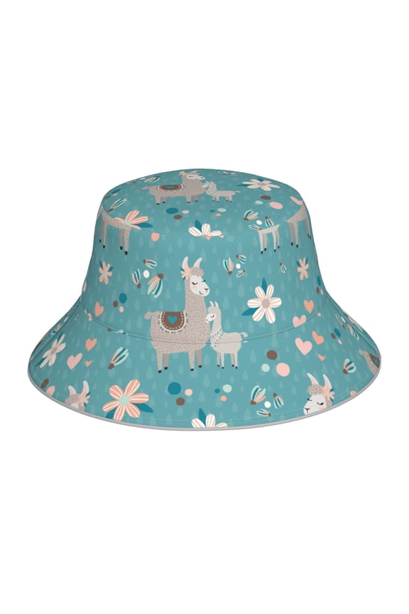 Teal Mama Llama Print Men and Women Night Reflective Hat Runner Cap Visor Bucket Hat Boonie Cap