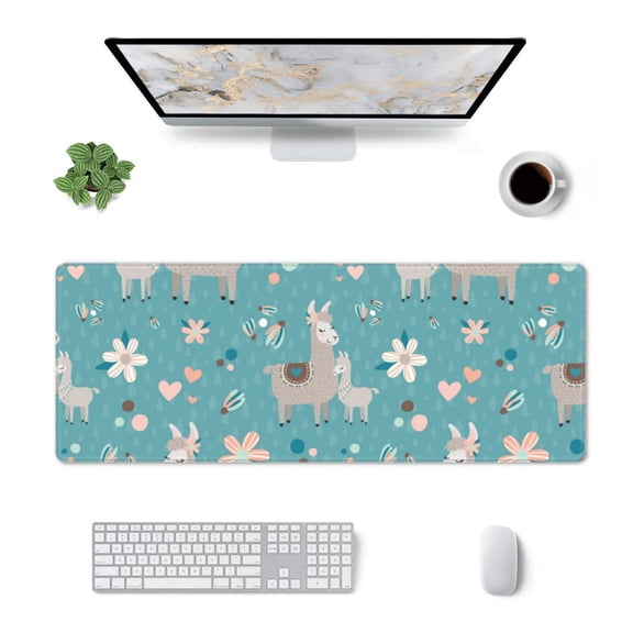 Xecao Teal Mama Llama for Mouse Pad - Waterproof Extended Contour Mouse Mat, Large Gaming Mousepad Laptop Keyboard Mat with Non-Slip Rubber Base
