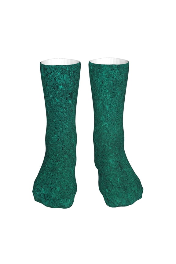 Teal Marble Print Fashion No Heel Casual Crew Socks Cushioned Breathable for Men Women - Moisture wicking,Not easy to fade Suitable for daily